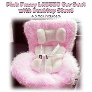 Pink Fuzzy LABUBU Car Seat / Desktop Stand -No doll included-
